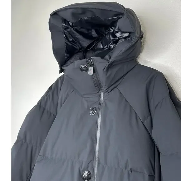Moncler Guyane Black Down Belted Puffer Zip Jacket 5 / XL